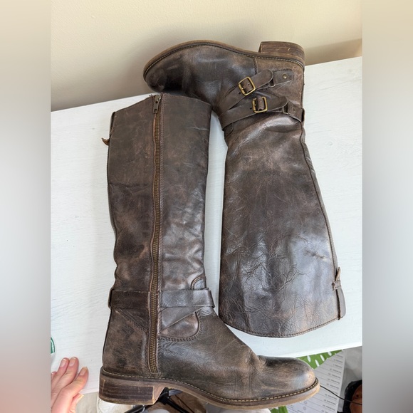 Hinge Distressed Devin Riding Boot Chocolate Brown Country Boho Cottagecore 9.5 - Picture 8 of 12